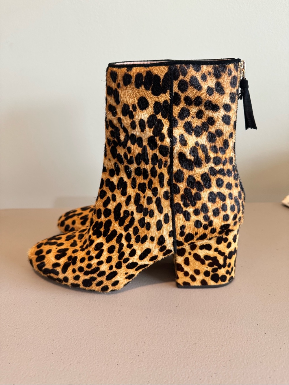 J. Crew calf hair Leopard Print Ankle Boots - Brown/Black 7